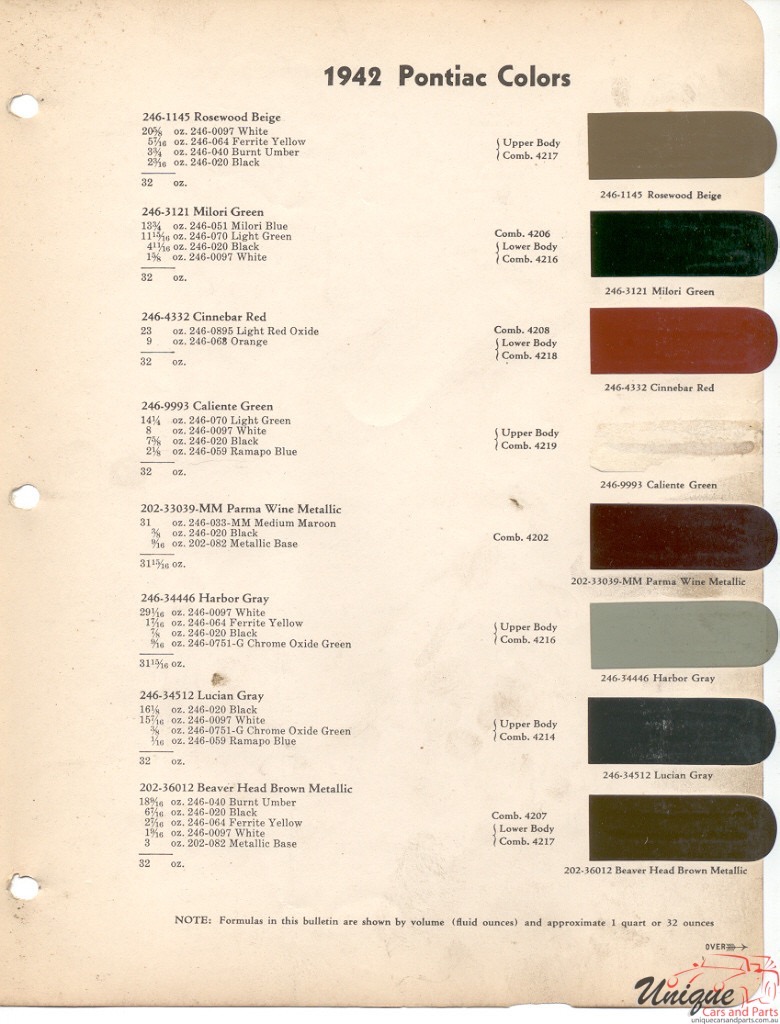 1942 Pontiac Paint Charts DuPont 2